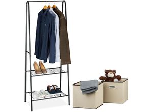 4052025216948 - Relaxdays - 3 teiliges Garderoben Set Kleiderständer mit 2 Ablagen und Kleiderstange 2er Pack Faltboxen 4052025216948 - Relaxdays - 3 teiliges Garderoben Set Kleiderständer mit 2 Ablagen und Kleiderstange 2er Pack Faltboxen