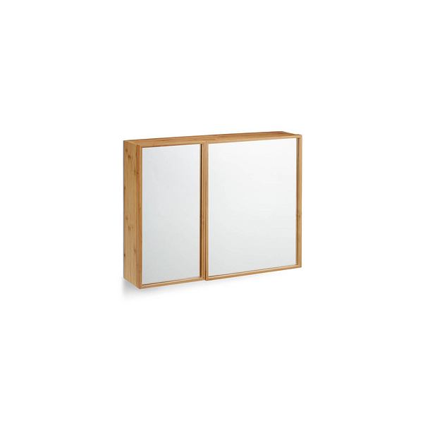 4052025218836 - Bad Spiegelschrank 2-türig Wandschrank aus Bambus vormontierter Badschrank HxBxT 50 x 65 x 14 cm natur - Relaxdays