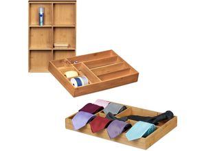 4052025220808 - 3 tlg Schubladenorganizer Set Schubladeneinsatz Küchenorganizer Schubladenkasten Besteckkasten Holz Bambus natur