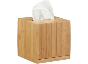 4052025221751 - Kosmetiktücherbox quadratisch Taschentuchbox Holz Kosmetikbox Bambus Tücherbox hbt 14 x 14 x 14 cm natur - Relaxdays