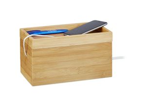 4052025221836 - Kabelbox Bambus mehrfach kompakt universell praktisch Kabelmanagement h x b x t 14 x 255 x 14 cm natur - Relaxdays