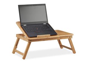 4052025222192 - Relaxdays - Höhenverstellbarer Laptoptisch fürs Bett Bambus Notebooktisch m Schublade HxBxT 30 x 69 x 35 cm natur