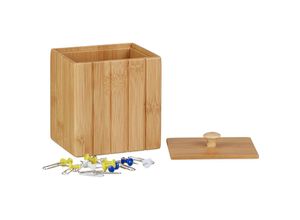 4052025222321 - Aufbewahrungsbox mit Deckel Holzbox klein Ordnungsbox Bambus Vorratsdose Holz hbt 115 x 10 x 8 cm natur - Relaxdays