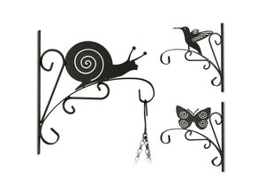 4052025222567 - Blumenhaken mit Tier-Motiv Blumenampelhalter für Wand Metall Garten-Deko hbt 30 x 275 x 2cm schwarz - Relaxdays