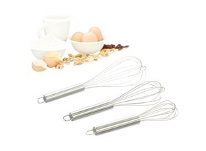 4052025223205 - Relaxdays Schneebesen 3 er Set professionelle Ballonschneebesen Handschneebesen Edelstahl 8 Zoll 10 Zoll 12 Zoll