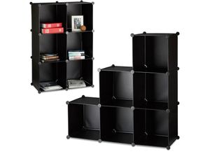 4052025224257 - Relaxdays - 2x Regalsystem 6 Fächer Stufenregal Standregal Raumteiler Bücherregal Treppenregal hbt 110 x 110 x 35 cm schwarz