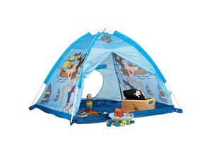 4052025224554 - Spielzelt Pirat Kinderzelt für Jungen ab 3 Jahre Indoor und Outdoor Piratenzelt HxBxT 90x118x115 cm blau - Relaxdays