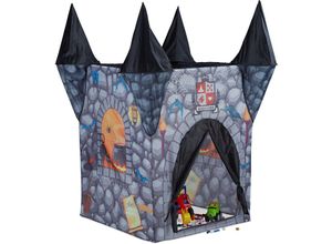 4052025224639 - Spielzelt Kinder Spukschloss Kinderzelt für Mädchen und Jungen ab 3 Jahren HxBxT 132 x 110 x 110 cm grau - Relaxdays