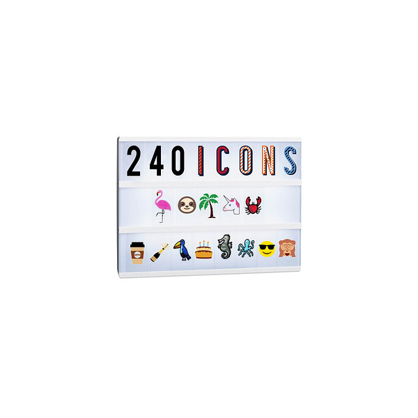 4052025225513 - Lightbox Ergänzungsset 240 verrückte Zeichen Erweiterung mit Buchstaben und Zahlen Leuchtkasten Icons bunt - Relaxdays