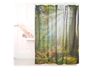 4052025226183 - Duschvorhang Wald Landschaft Naturmotiv Polyester waschbar Anti-Schimmel Badewannenvorhang 180x180 grün - Relaxdays