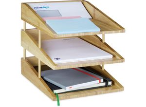 4052025227647 - Relaxdays - Dokumentenablage Bambus 3 Ablagefächer stapelbar din A4 Ablage für Büro & Schreibtisch Briefablage natur