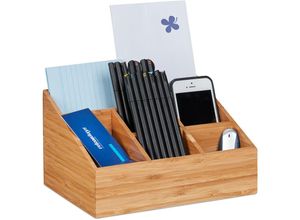 4052025227685 - Relaxdays - Schreibtisch Organizer 6 Fächer für Stifte Notizzettel Briefe Büroklammern Desk Organizer Bambus natur