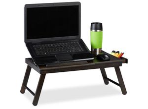 4052025232436 - Bambus Laptoptisch hbt 25x60x35cm höhenverstellbare Laptopablage klappbar mit Schublade dunkelbraun - Relaxdays