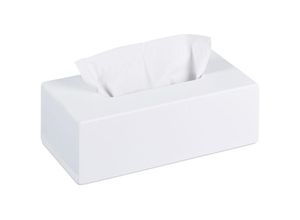 4052025232528 - Tücherbox Bambus Taschentuchbox mit Schiebeboden Tissue Box für Taschentücher HxBxT 75 x 24 x 12 cm weiß - Relaxdays