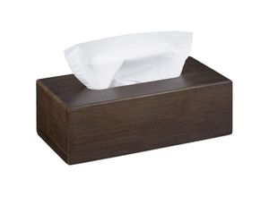 4052025232535 - Tücherbox Bambus Taschentuchbox mit Schiebeboden Tissue Box für Taschentücher hbt 75x24x12cm dunkelbraun - Relaxdays