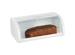 4052025238339 - Relaxdays Brotkasten Brot frisch halten transparenter Rolldeckel XL Family Größe aus Stahl leicht zu reinigen weiß