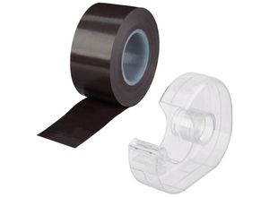 4052025238636 - Magnetband 5m mit Abroller selbstklebendes Klebeband Magnetstreifen für Whiteboard & Kühlschrank schwarz - Relaxdays