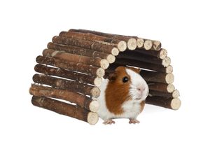 4052025238889 - Nagerbrücke Holz Tunnel für Kleintierkäfig Hamster Meerschweinchen flexibel biegen hbt 2x29x17cm natur - Relaxdays