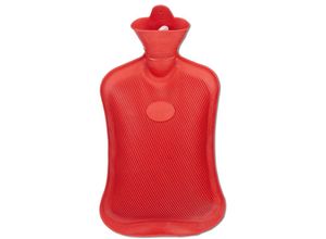 4052025240547 - Wärmflasche ohne Bezug langlebig sichere Wärmeflasche 2 l Bettflasche geruchsneutraler Naturgummi rot - Relaxdays