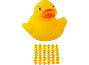 4052025242848 - Badeente 35cm 48er Set Quietscheentchen für Badewanne Badespaß und Deko Mitgebsel Kindergeburtstag gelb - Relaxdays