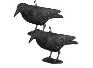 4052025244071 - Relaxdays - 2x Taubenschreck Krähe Dekofigur als Vogelscheuche stehende Figur für Taubenabwehr Gartenfigur wetterfest schwarz