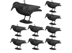 4052025244095 - Relaxdays - 9x Taubenschreck Krähe Dekofigur als Vogelscheuche stehende Figur für Taubenabwehr Gartenfigur wetterfest schwarz