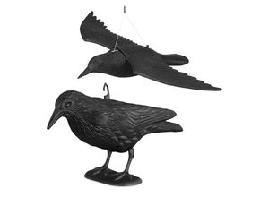 4052025244101 - 2x Taubenschreck Krähe Dekofigur als Vogelscheuche stehende und fliegende Figur für Taubenabwehr Gartenfigur schwarz