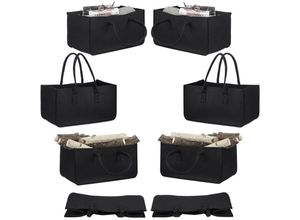 4052025244651 - Relaxdays - 8er Set Filzkörbe faltbar flexibel Griff 27 Liter Filz Aufbewahrungskorb HxBxT 25 x 25 x 50 cm modern schwarz