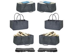 4052025244668 - Relaxdays - 8er Set Filzkörbe faltbar flexibel Griff 27 Liter Filz Aufbewahrungskorb HxBxT 25 x 25 x 50 cm modern anthrazit