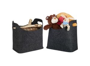 4052025244712 - Relaxdays - 2er Set Filztaschen faltbar flexibel Griffe 20 Liter Filz Tragetasche HxBxT 395 x 40 x 23 cm modern anthrazit