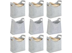 4052025244767 - Relaxdays - 9er Set Filztaschen faltbar flexibel Griffe 20 Liter Filz Tragetasche HxBxT 395 x 40 x 23 cm modern grau 4052025244767 - Relaxdays - 9er Set Filztaschen faltbar flexibel Griffe 20 Liter Filz Tragetasche HxBxT 395 x 40 x 23 cm modern grau