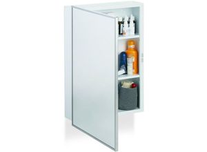 4052025245337 - Spiegelschrank Bad Hängeschrank eintüriger Wandschrank aus Stahl mit 3 Ablagen hbt 56x405x125 cm weiß - Relaxdays