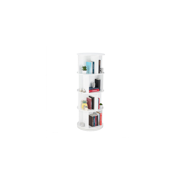 4052025250232 - Bücherregal drehbar Drehregal Holzregal cd dvd Aufbewahrung Wohnzimmer Büro h x d 138 x 50 cm weiß - Relaxdays