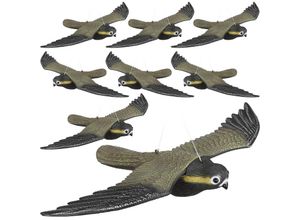 4052025252434 - Relaxdays - 8er Set Vogelschreck Falke fliegender Greifvogel als Vogelscheuche Raubvogel Attrappe Vogel lebensgroß mehrfarbig