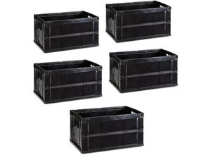 4052025253127 - Relaxdays - 5x Professionelle Transportbox stabile Klappboxen Gewerbe hochwertiger Kunststoff Qualität 60 Liter schwarz