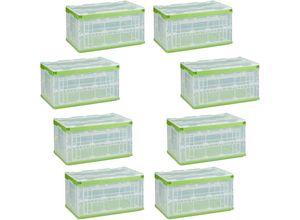 4052025253165 - Relaxdays - 8x Profi Transportbox stabil Gewerbe hochwertiger Kunststoff Qualität 60 l hbt 315 x 595 x 395 cm grün