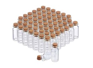 4052025256319 - Glasfläschchen mit Korken 60 Stück Mini Fläschchen für Öl Gewürze Kräuter Sand 10 ml Deko transparent - Relaxdays