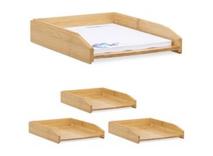 4052025258269 - Relaxdays - 4 x Dokumentenablage stapelbar din A4 Papier Büro Schreibtisch Briefablage aus Bambusholz 6 x 25 x 33 cm natur