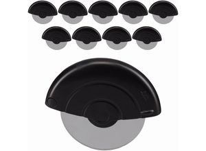 4052025259457 - Relaxdays - 10 x Pizzaschneider Premium Edelstahl Gastro Wheel Pizzamesser rund spülmaschinenfest schwarz