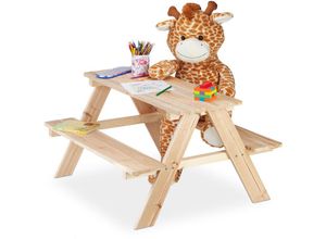 4052025260316 - Relaxdays Kindersitzgruppe Holz Picknicktisch für den Garten Outdoor Gartenmöbel Kinder HxBxT 50 x 90 x 78 cm natur