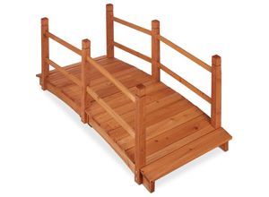 4052025260378 - Teichbrücke mit Geländer begehbar Teichübergang Garten Dekoration Holzbrücke HxBxT 56x140x60 cm orange - Relaxdays