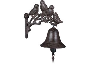 4052025263997 - Türglocke Gusseisen Vögel antike Landhaus Optik heller Klang Wandglocke Gartendeko wetterfest braun - Relaxdays 4052025263997 - Türglocke Gusseisen Vögel antike Landhaus Optik heller Klang Wandglocke Gartendeko wetterfest braun - Relaxdays