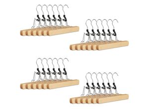 4052025265311 - Relaxdays - 24 x Hosenspanner Holz Kleiderbügel Set 360° drehbarer Haken Klemmbügel für Hosen hbt 17 x 25 x 23 cm natur