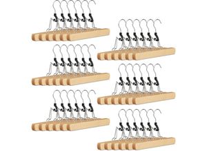 4052025265328 - Relaxdays - 36 x Hosenspanner Holz Kleiderbügel Set 360° drehbarer Haken Klemmbügel für Hosen hbt 17 x 25 x 23 cm natur