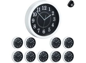 4052025269388 - Relaxdays - 10 x Wanduhr rund kleine Uhr zum Aufhängen klassisches Design batteriebetrieben Sekundenzeiger Uhr ø 20 cm weiß