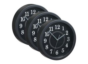 4052025269395 - Relaxdays - 3 x Wanduhr rund kleine Uhr zum Aufhängen klassisches Design batteriebetrieben Sekundenzeiger Uhr ø 20 cm schwarz 4052025269395 - Relaxdays - 3 x Wanduhr rund kleine Uhr zum Aufhängen klassisches Design batteriebetrieben Sekundenzeiger Uhr ø 20 cm schwarz