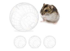 4052025271954 - Relaxdays - 4 x Hamsterball Laufkugel für Hamster & Mäuse Bewegung Nagerspielzeug zum Laufen Kunststoff 14 cm transparent