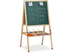 4052025272401 - Standtafel Kinder höhenverstellbar & magnetisch Holz Whiteboard & Kreidetafel 122-160 x 65 x 69 cm natur - Relaxdays