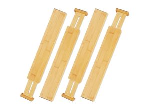 4052025274832 - Schubladentrenner 4er Set Bambus verstellbare Schubladeneinteiler für Besteck Küche Büro 6 x 55 cm natur - Relaxdays