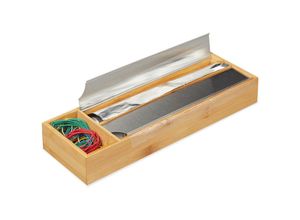 4052025274900 - Folienspender für Schublade für Alufolie & Frischhaltefolie Bambus & Edelstahl hbt 55x395x13cm natur - Relaxdays
